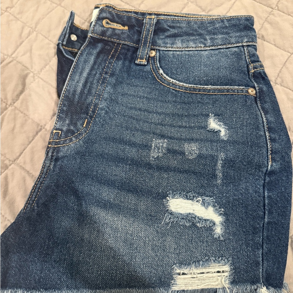 Kancan Distressed Blue Denim Shorts